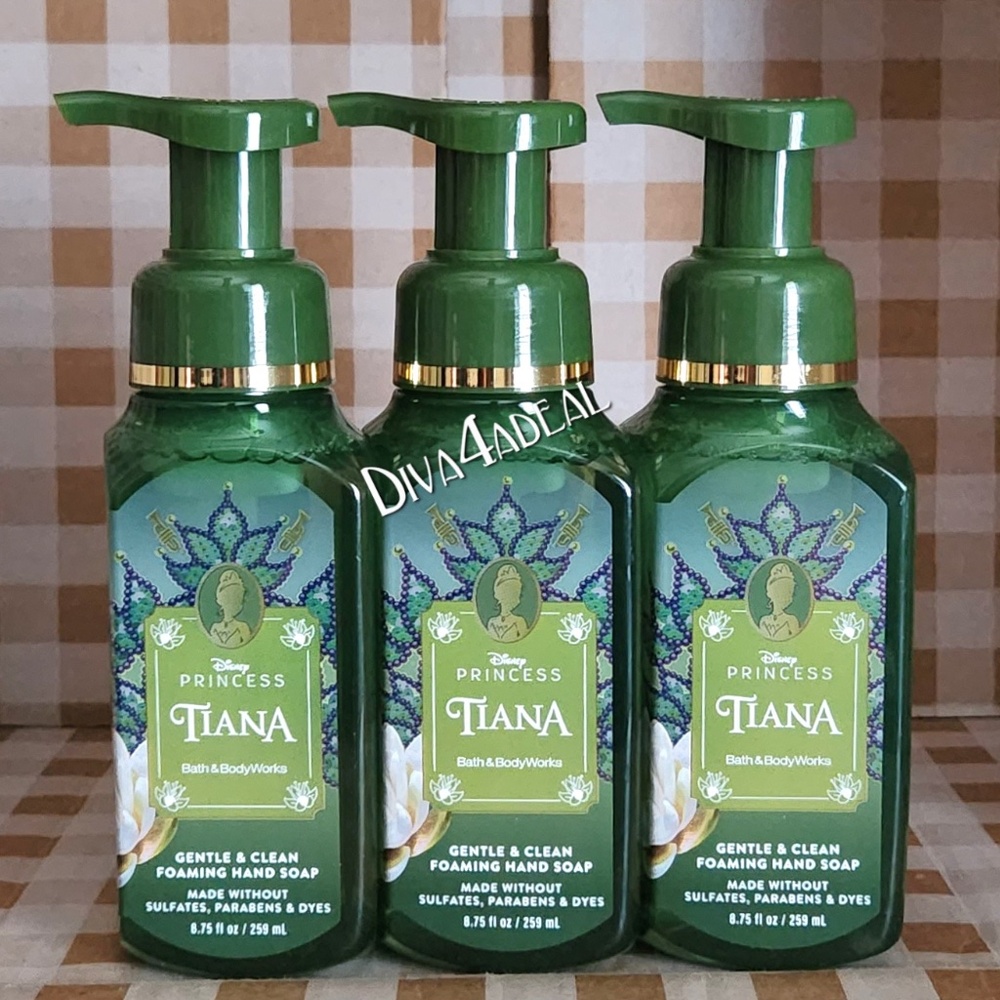 3X Bath Body Works X Disney Princess TIANA 8.75 FL OZ Foaming Hand Soaps